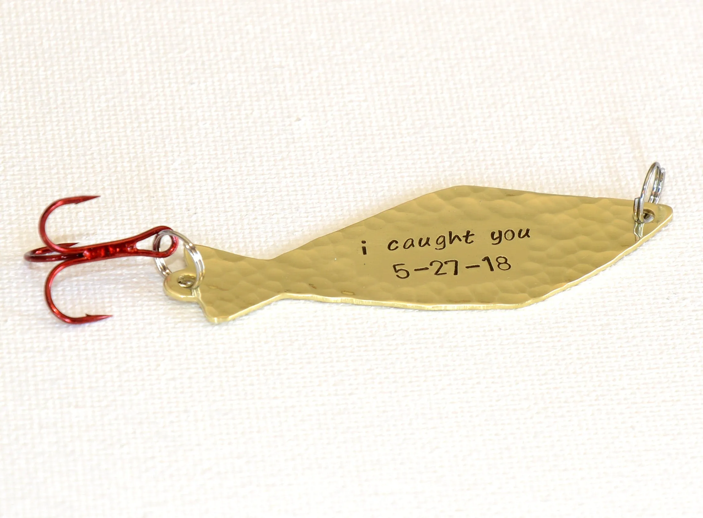 Anniversary Brass Fishing Lure with "I Caught You"