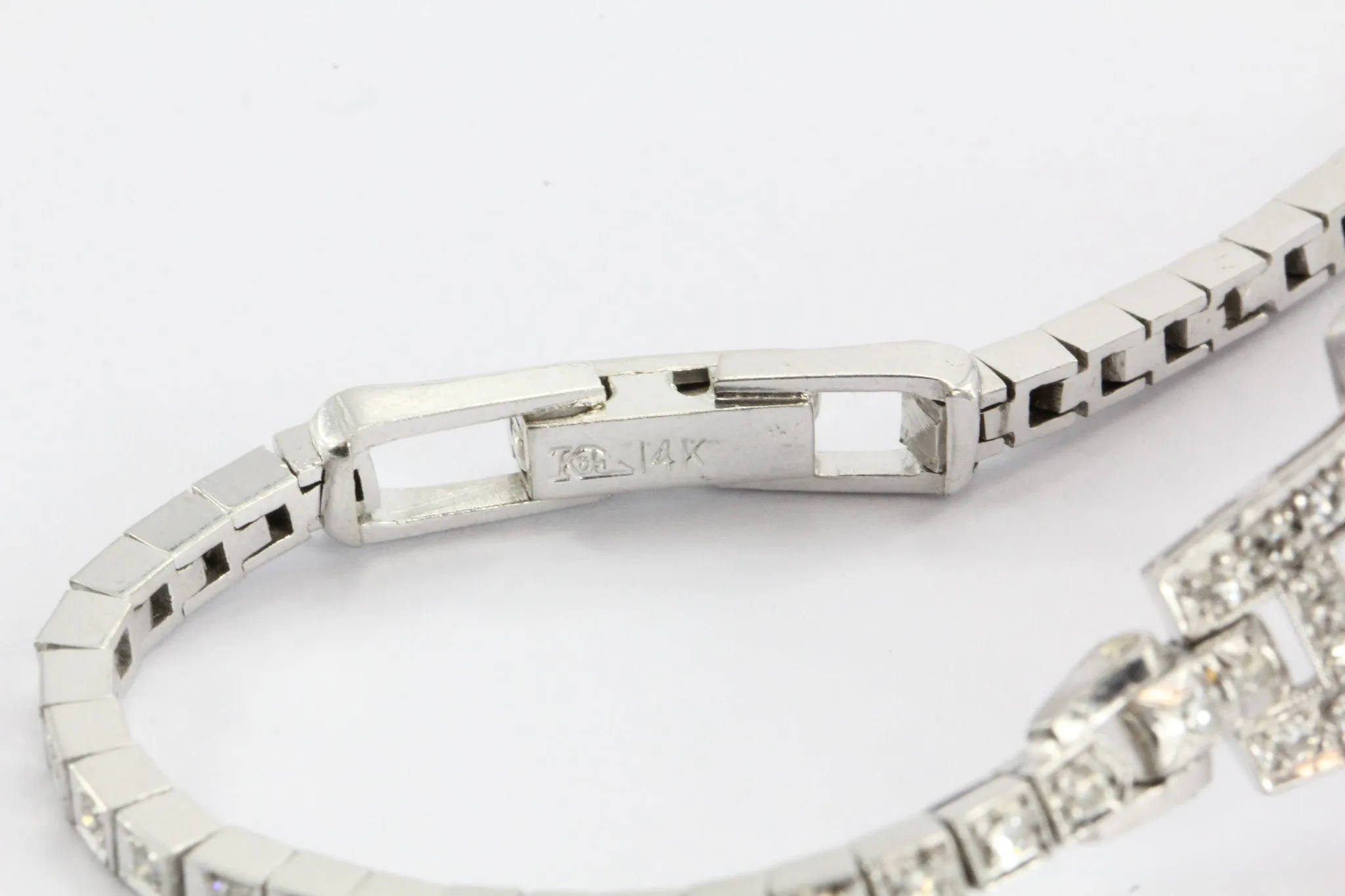 Antique Art Deco Platinum & 14K White Gold Diamond 17 Jewel Waltham Watch