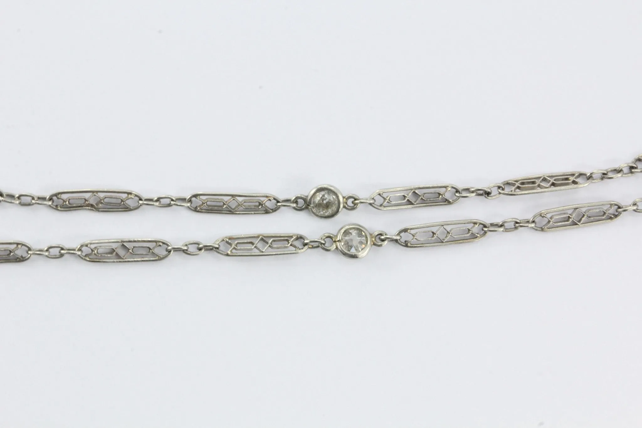 Antique Art Deco Platinum & Diamond Lorgnette & Chain .55 CTW