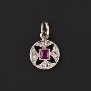 Antique Diamond & Ruby Charm | Antique Pin Conversion
