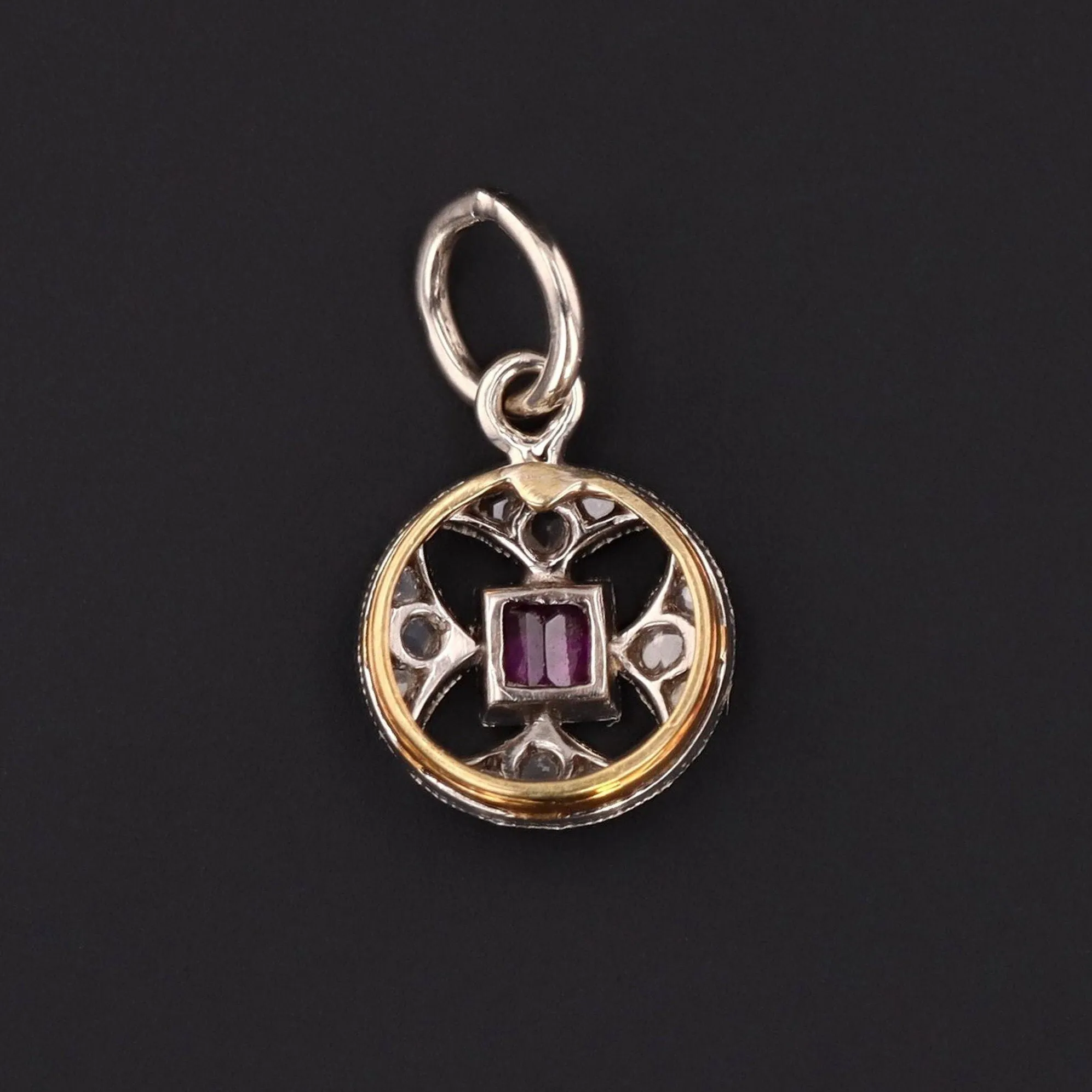 Antique Diamond & Ruby Charm | Antique Pin Conversion