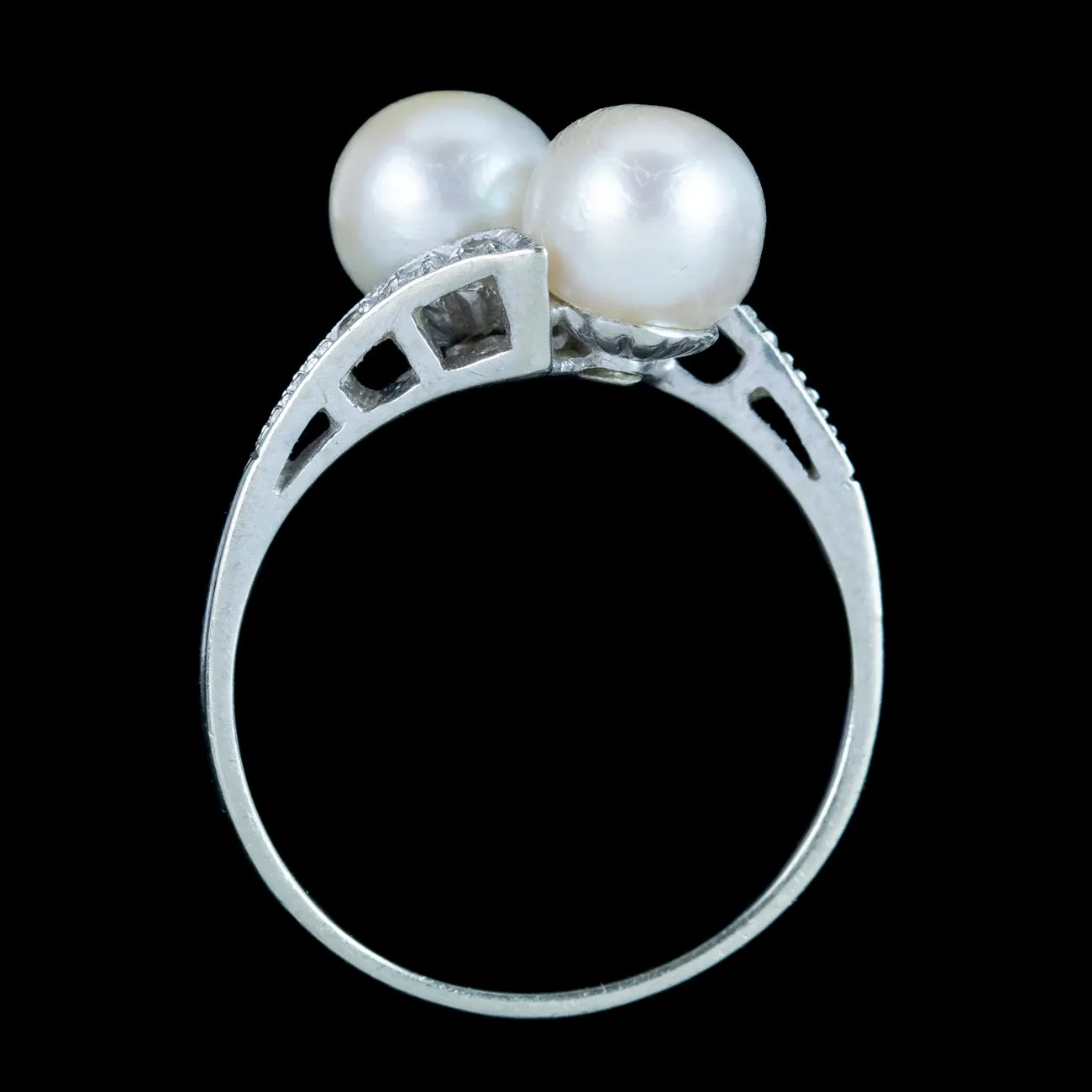 Antique Edwardian Pearl Toi Et Moi Diamond Twist Ring