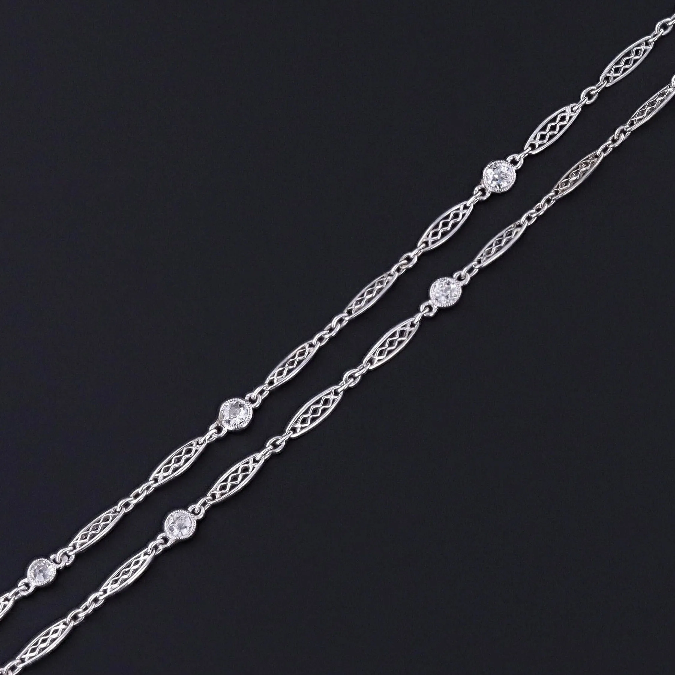 Antique Edwardian Platinum and Diamond Chain