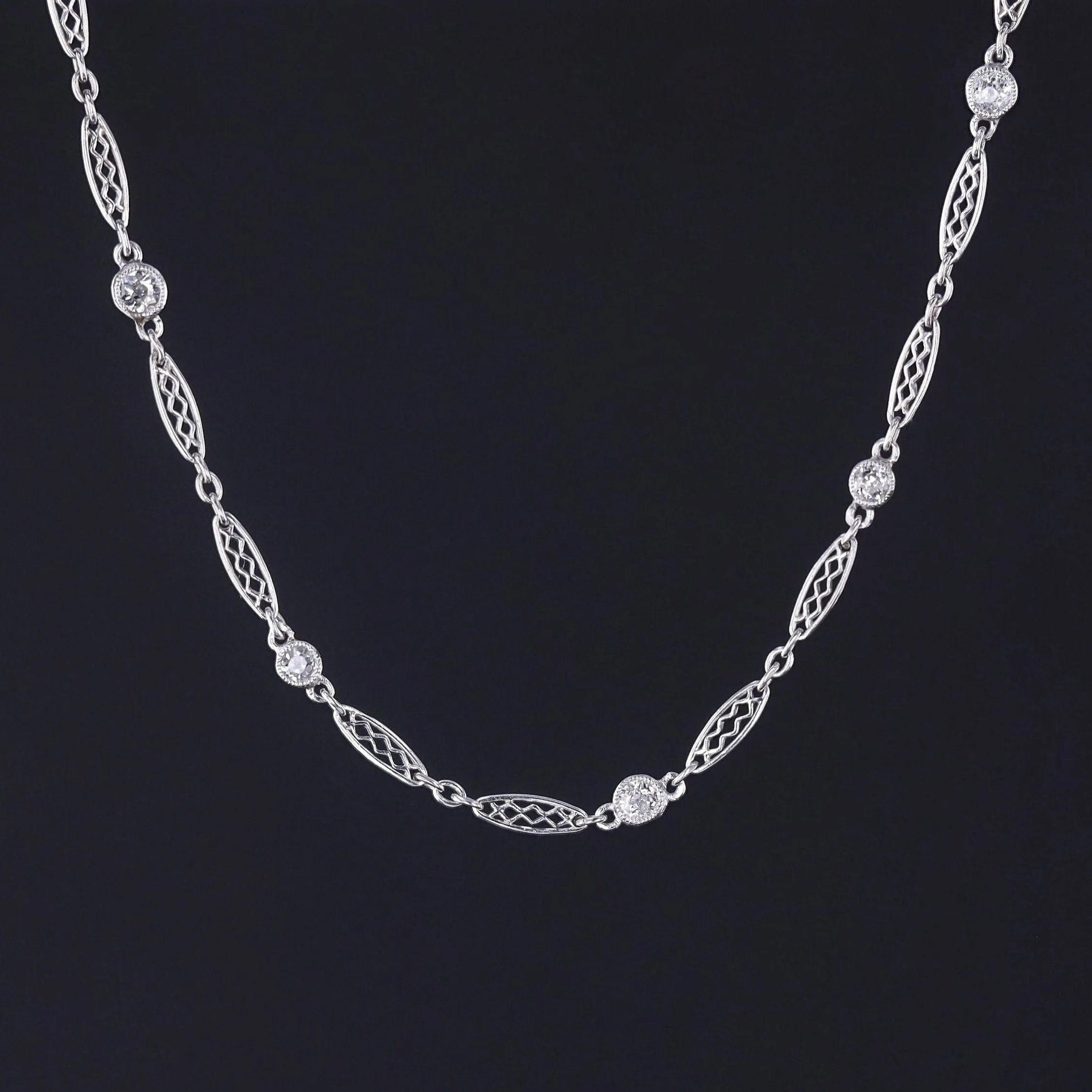 Antique Edwardian Platinum and Diamond Chain
