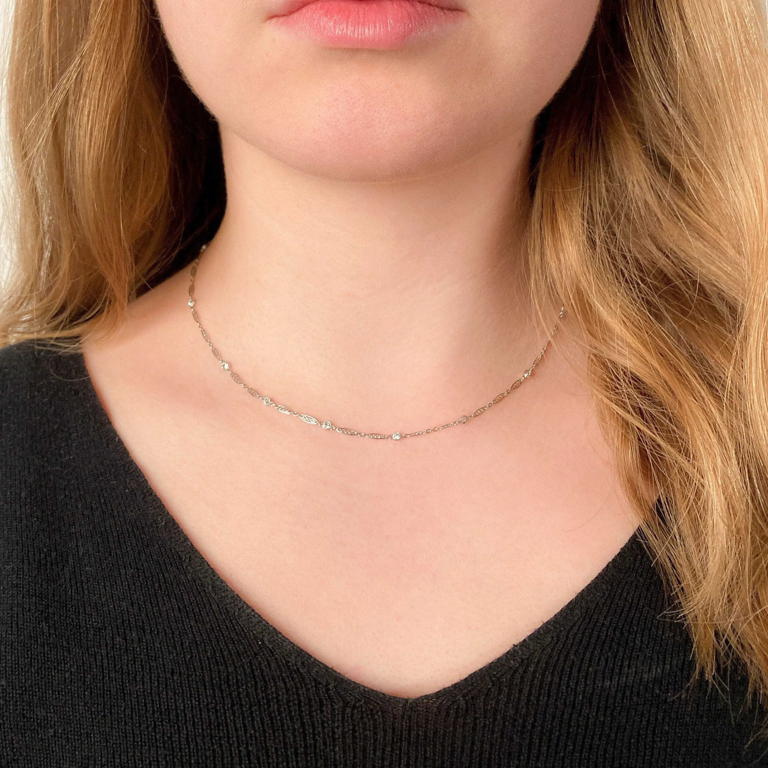 Antique Edwardian Platinum and Diamond Chain