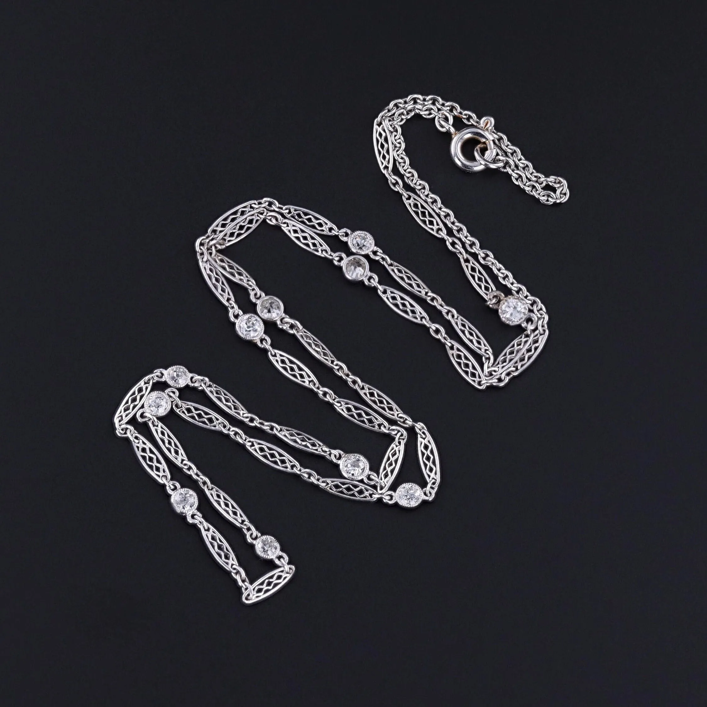 Antique Edwardian Platinum and Diamond Chain