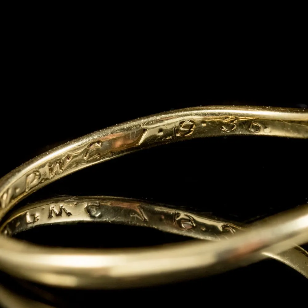 Antique Edwardian Twist Diamond Trilogy Ring 18Ct Gold Platinum Circa 1915