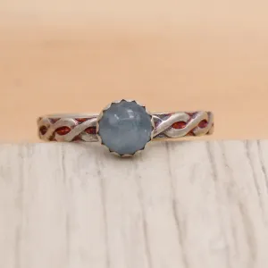 Aquamarine and Silver Twist Ring Size 8 1/2