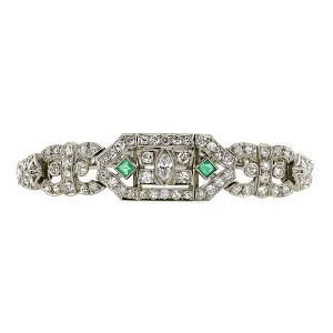 Art Deco Diamond & Emerald Bracelet