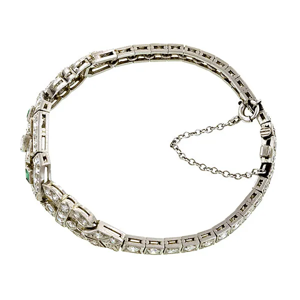 Art Deco Diamond & Emerald Bracelet