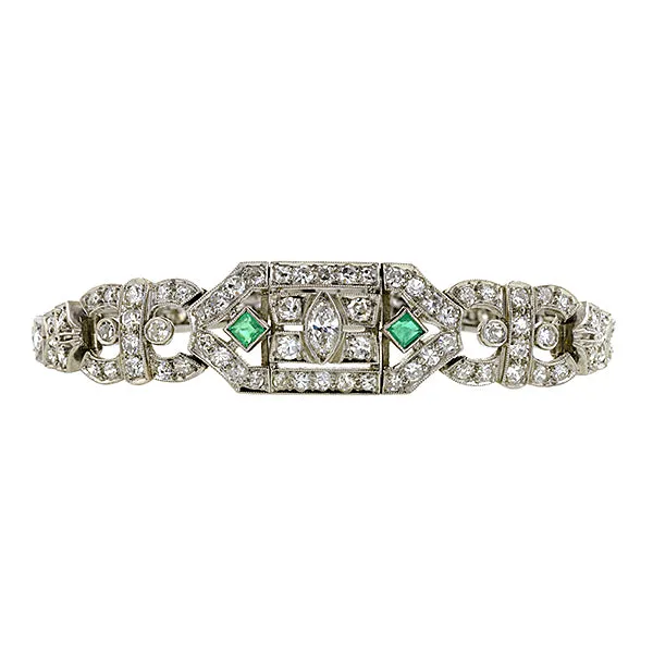 Art Deco Diamond & Emerald Bracelet
