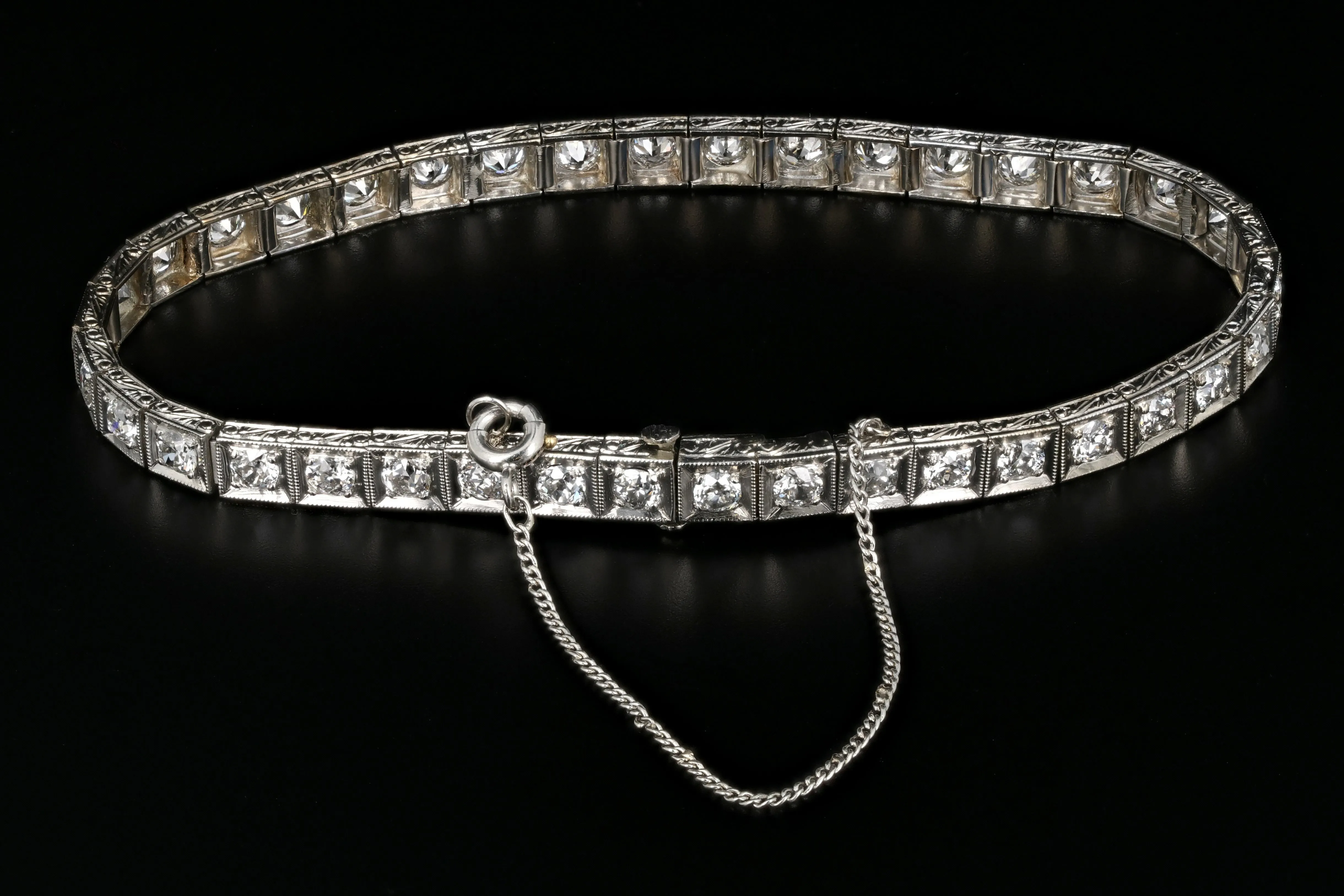 Art Deco Platinum 3 Carat Diamond Tennis Bracelet