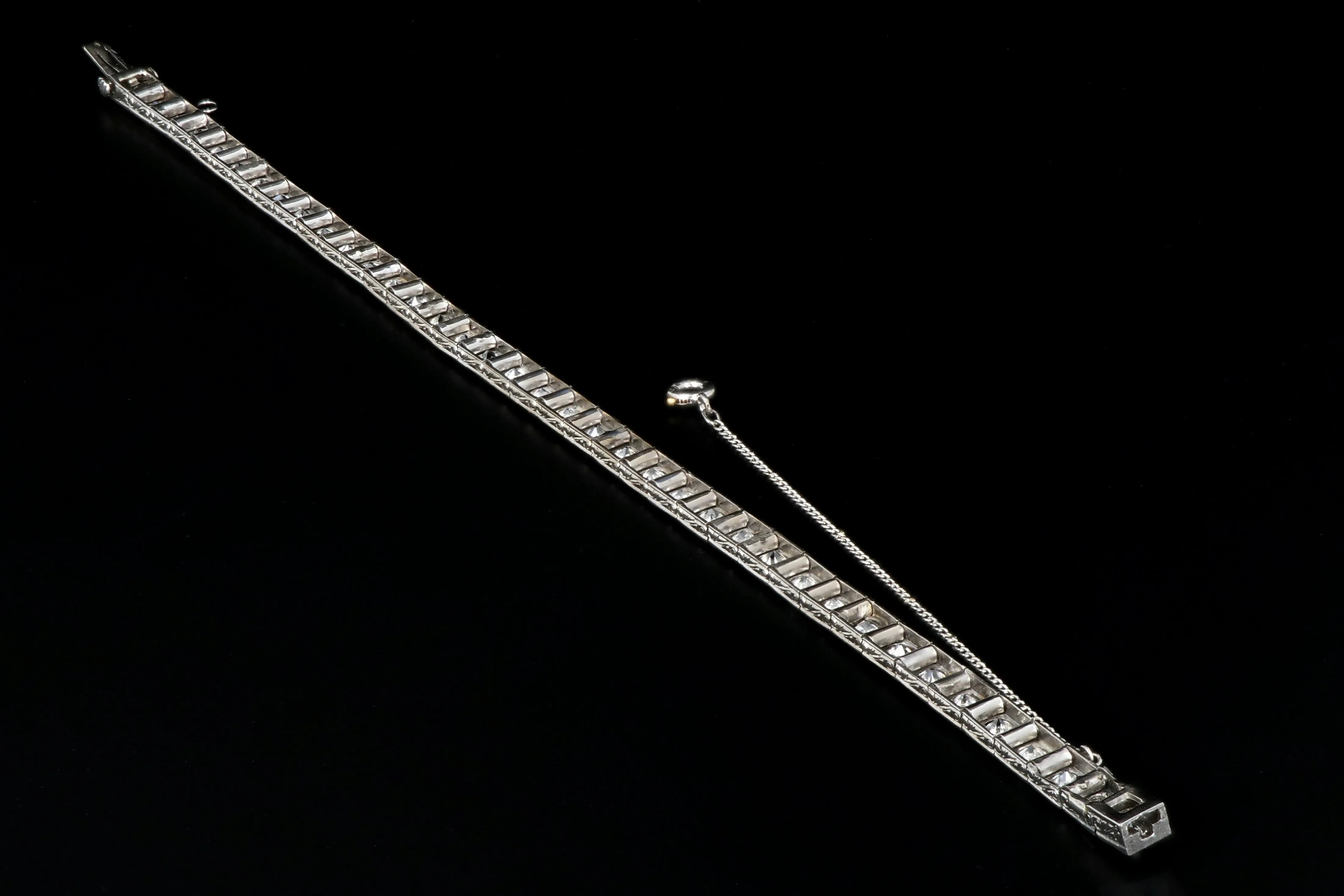 Art Deco Platinum 3 Carat Diamond Tennis Bracelet