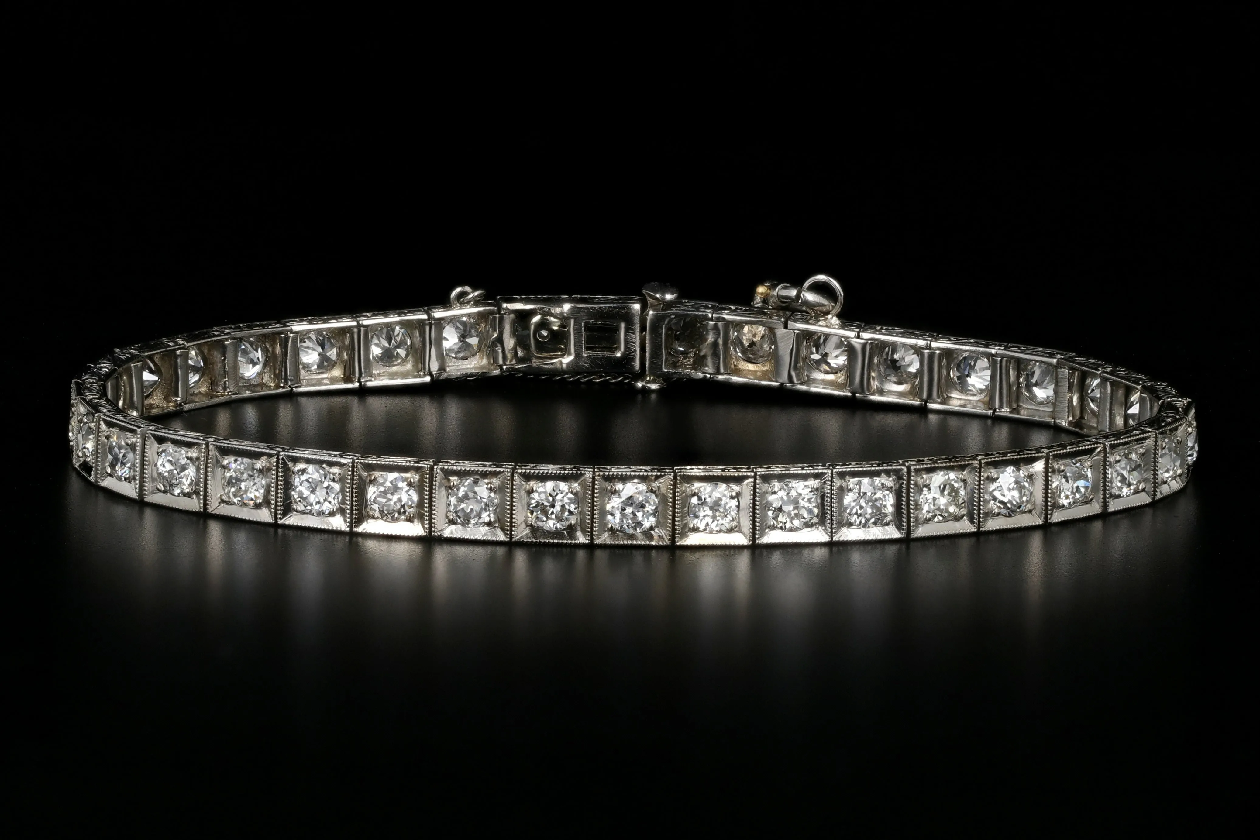 Art Deco Platinum 3 Carat Diamond Tennis Bracelet