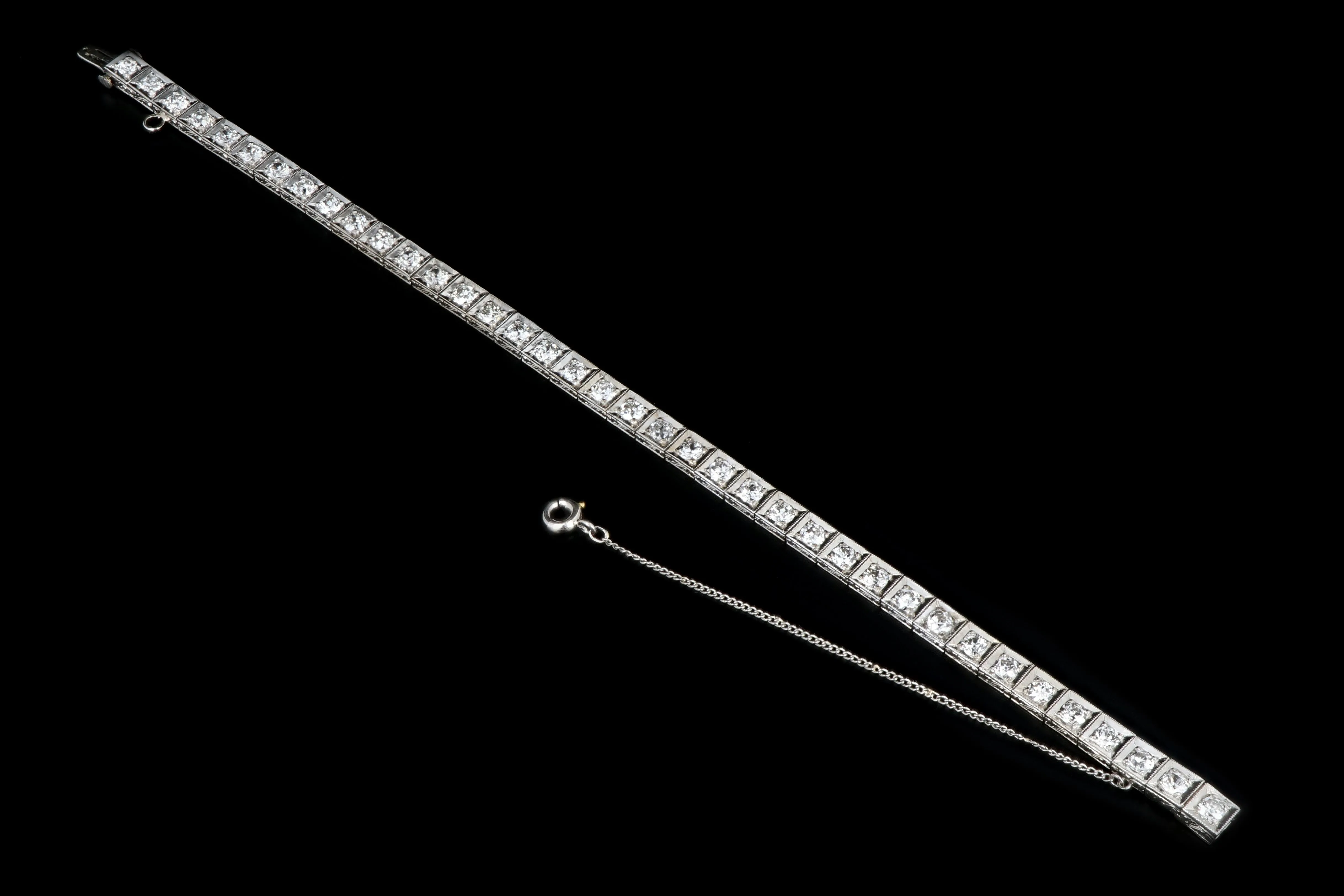 Art Deco Platinum 3 Carat Diamond Tennis Bracelet
