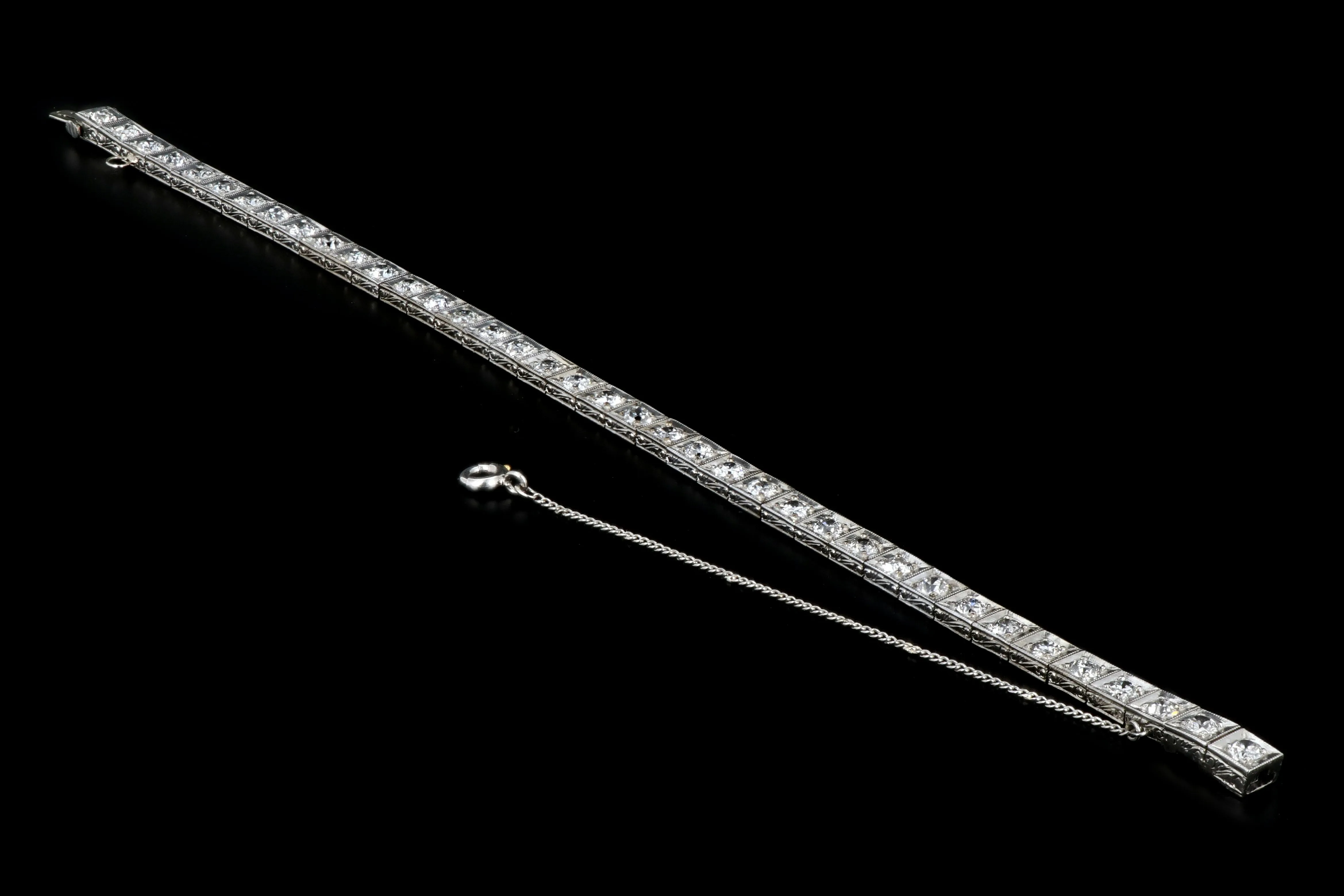 Art Deco Platinum 3 Carat Diamond Tennis Bracelet