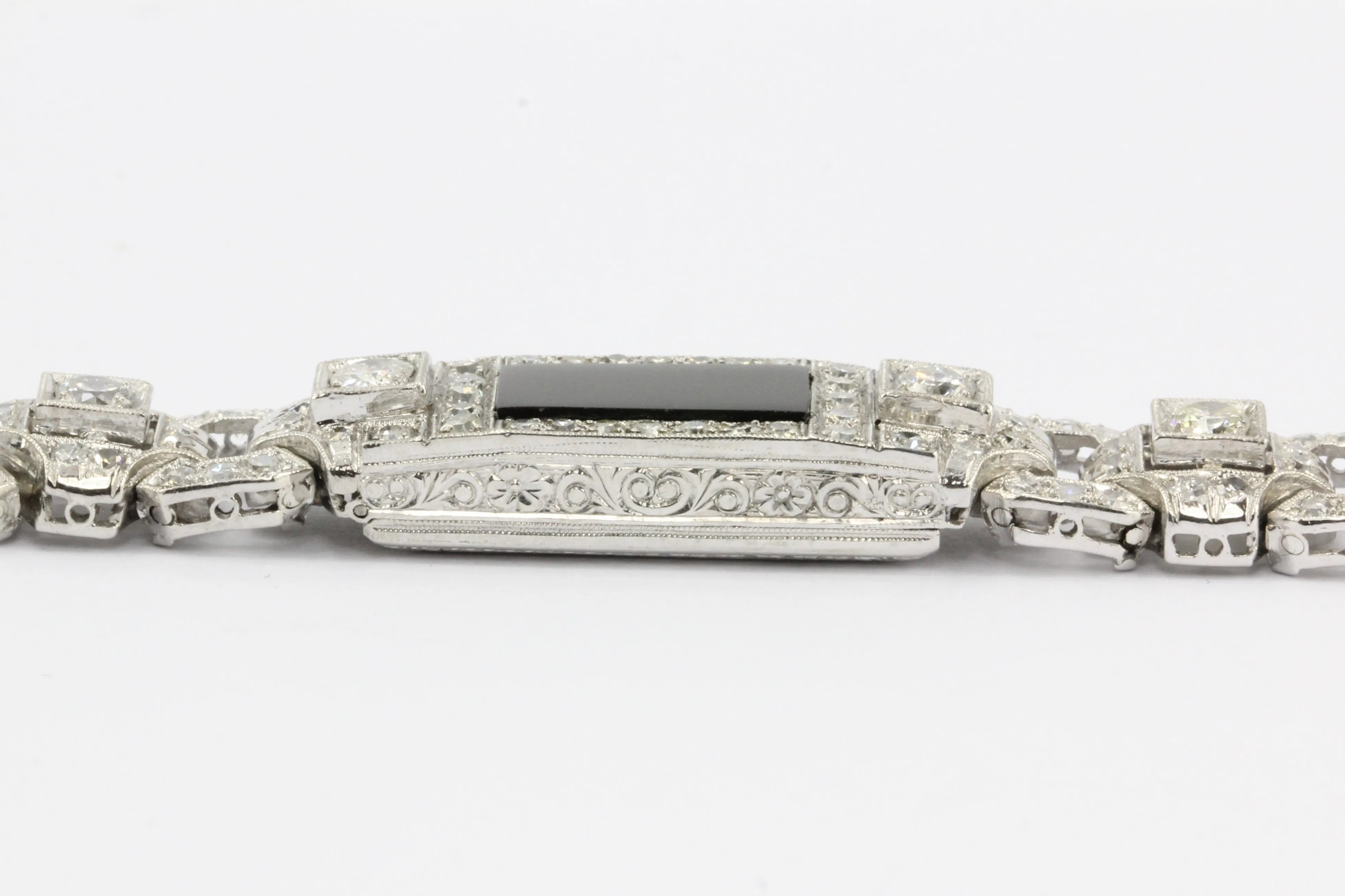 Art Deco Platinum Diamond Onyx Conversion Bracelet c.1930's