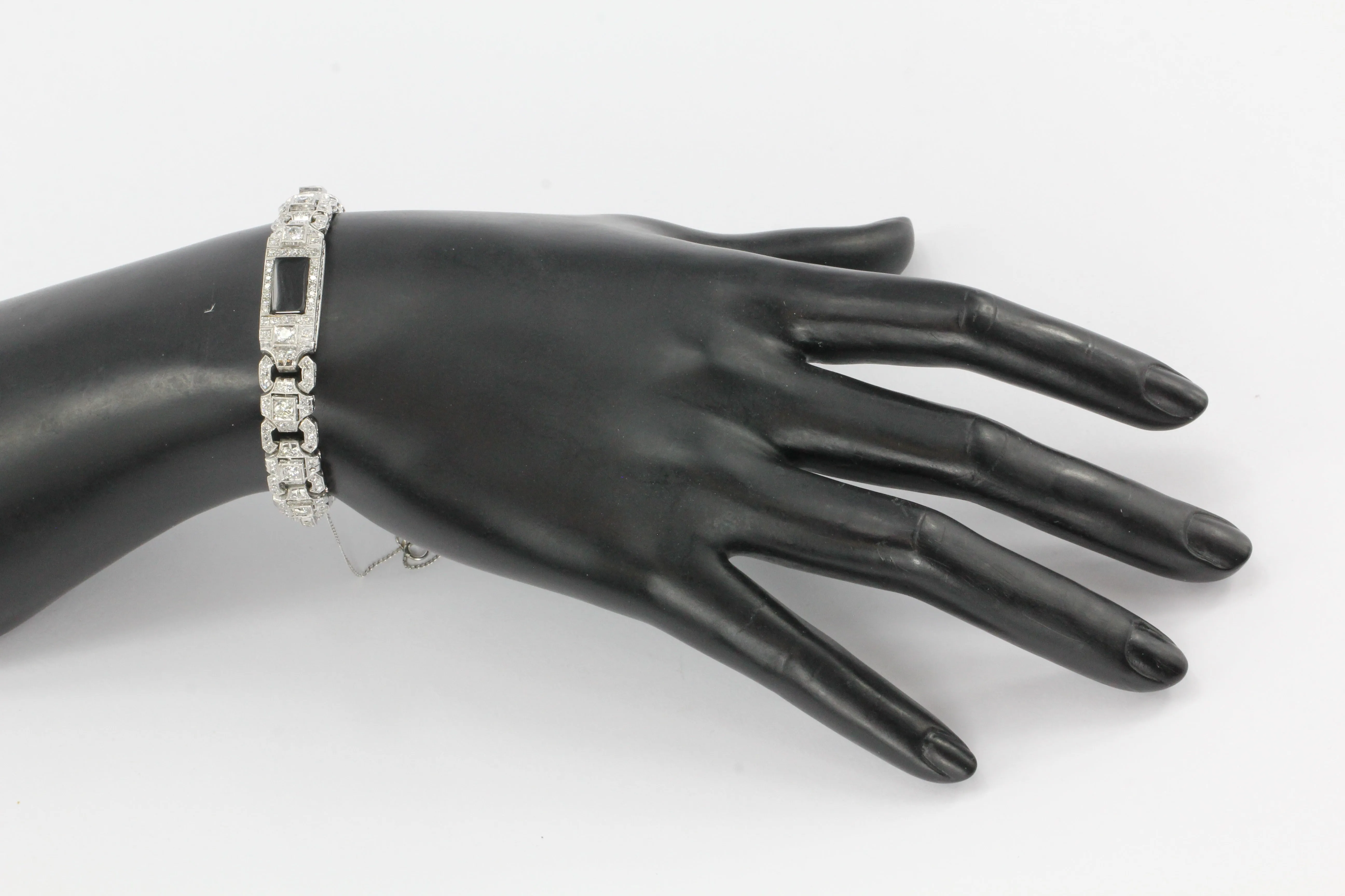 Art Deco Platinum Diamond Onyx Conversion Bracelet c.1930's