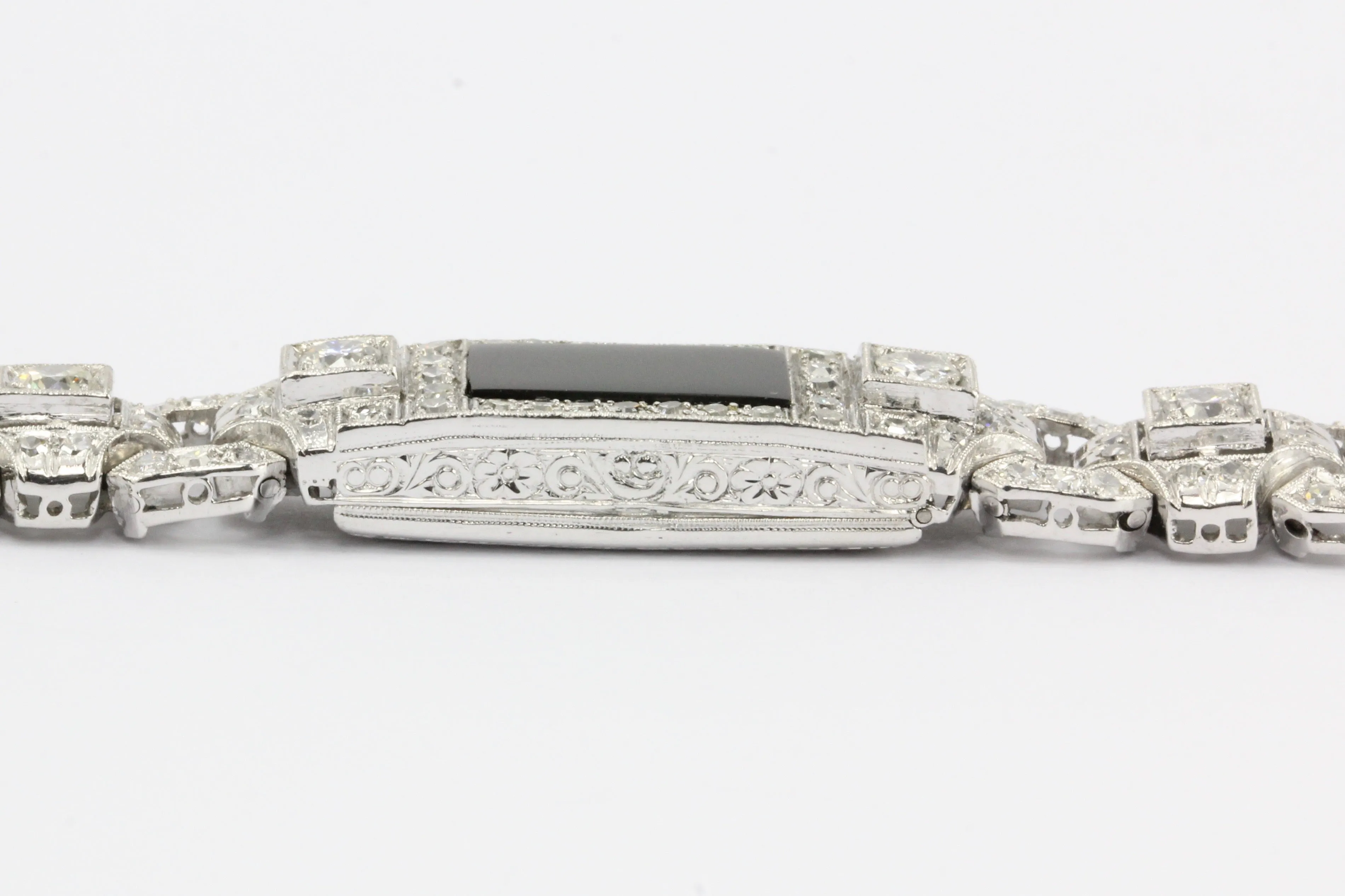 Art Deco Platinum Diamond Onyx Conversion Bracelet c.1930's
