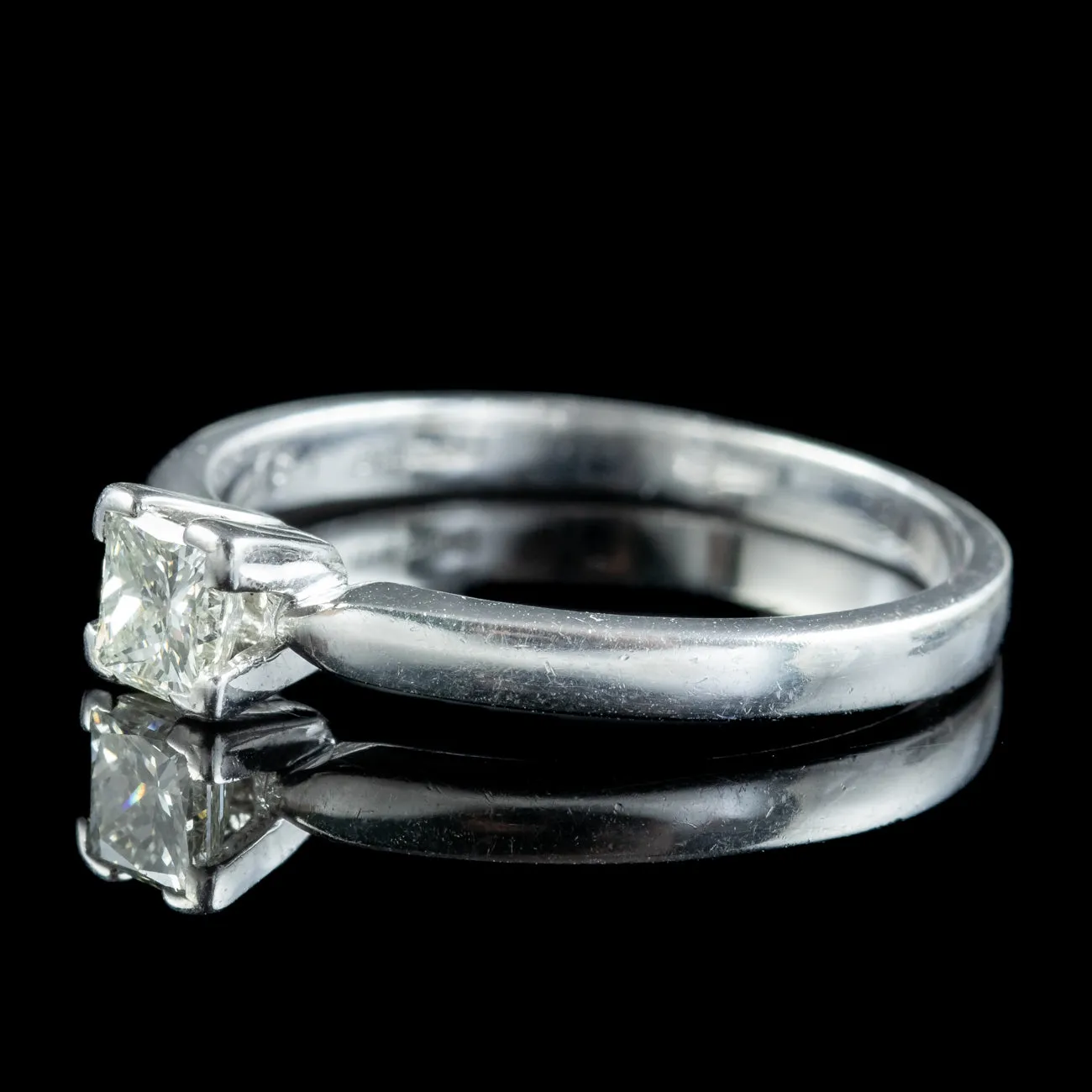 Art Deco Style Diamond Solitaire Ring 0.48ct Princess Cut Diamond