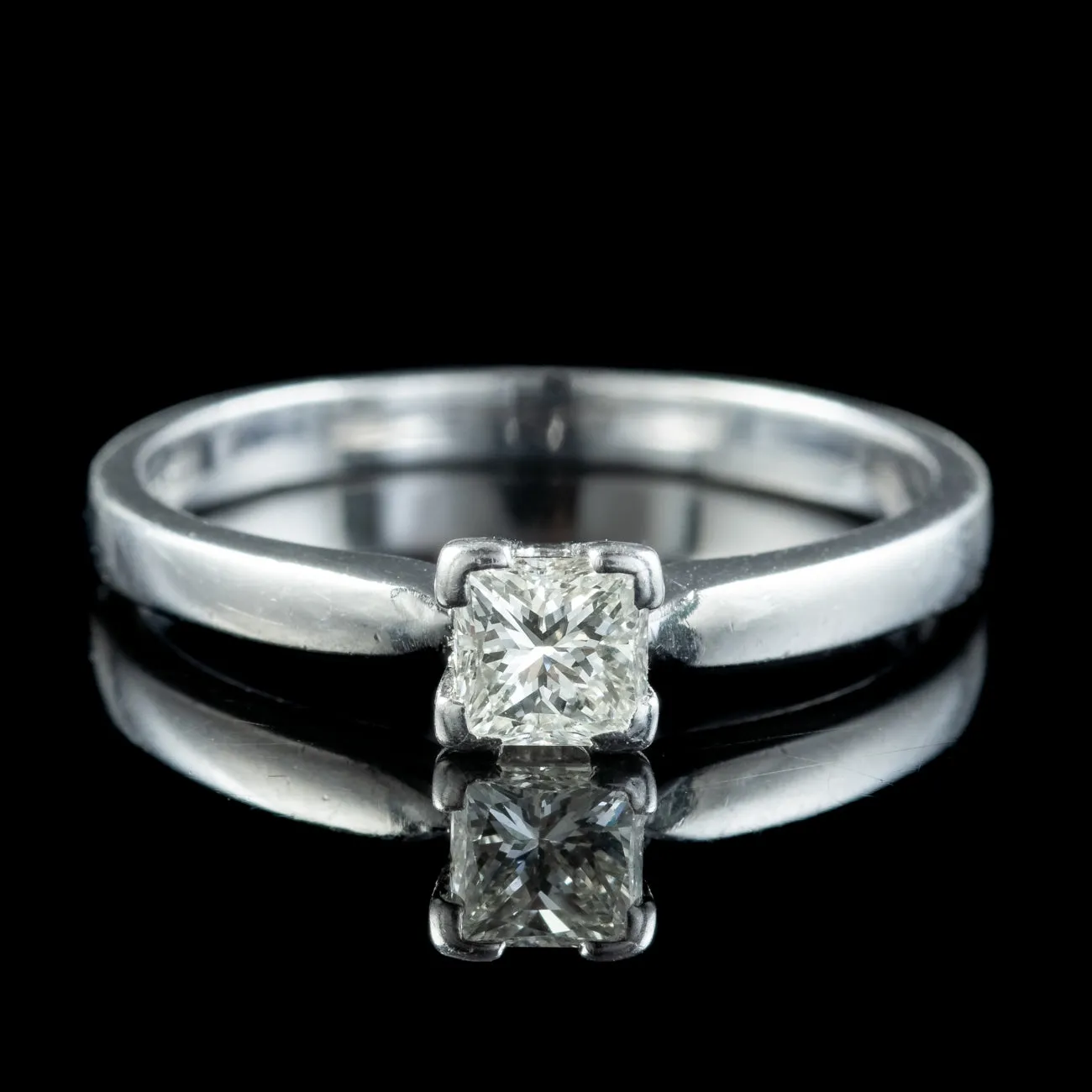 Art Deco Style Diamond Solitaire Ring 0.48ct Princess Cut Diamond