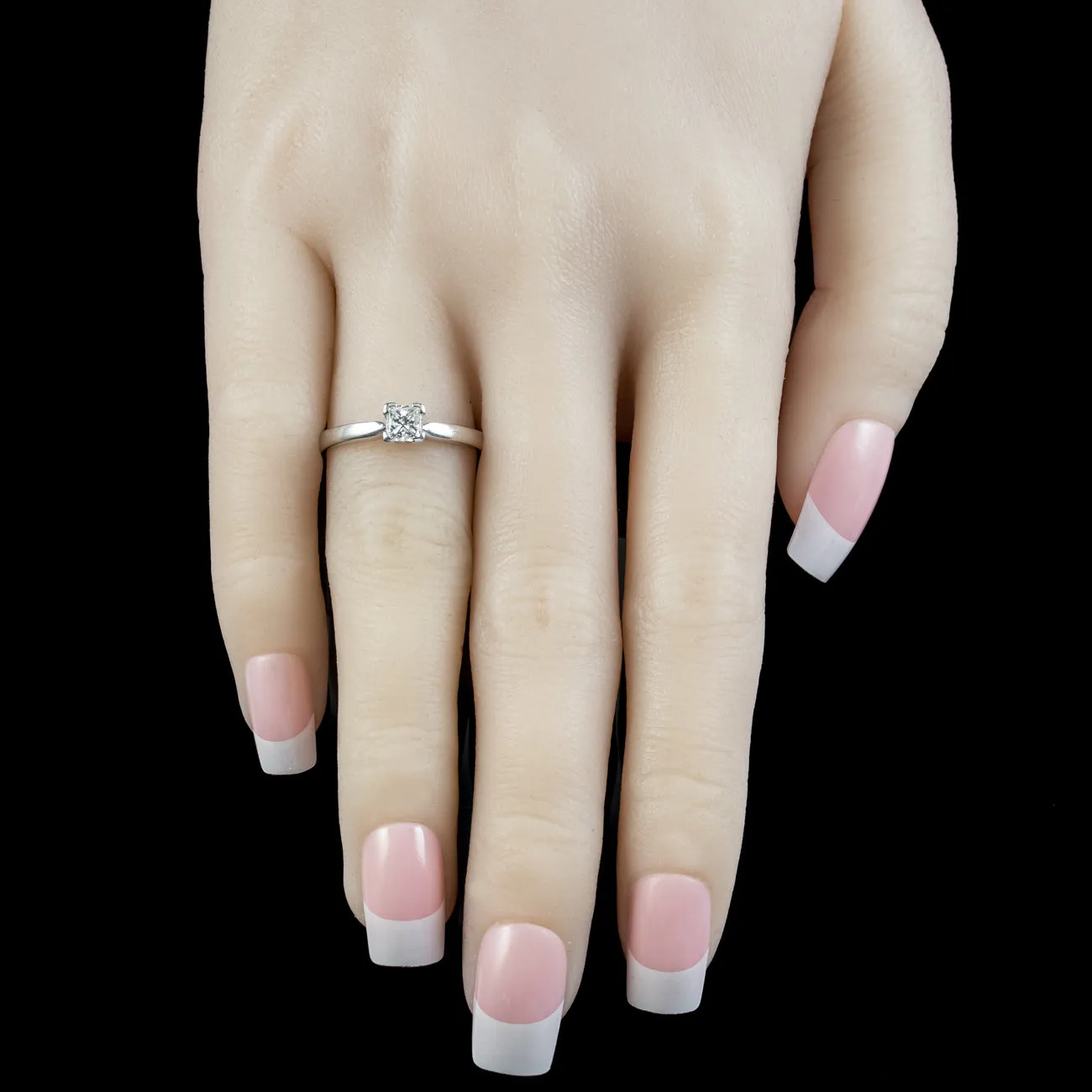 Art Deco Style Diamond Solitaire Ring 0.48ct Princess Cut Diamond