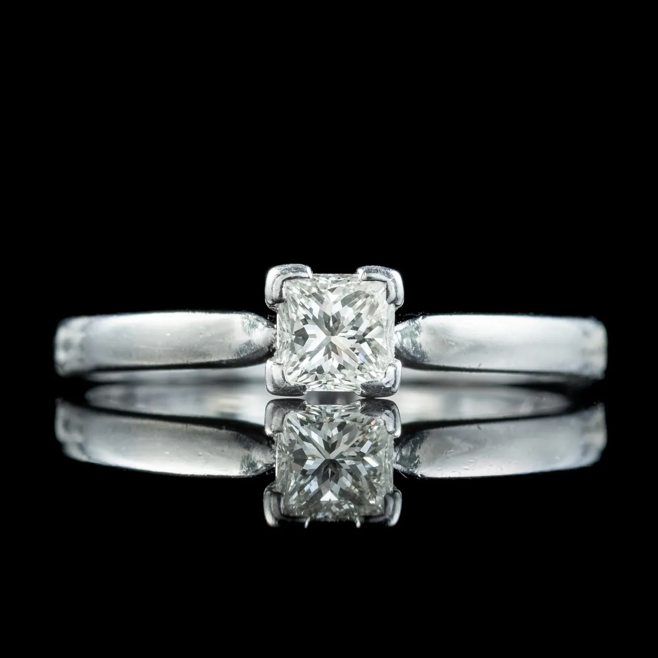 Art Deco Style Diamond Solitaire Ring 0.48ct Princess Cut Diamond