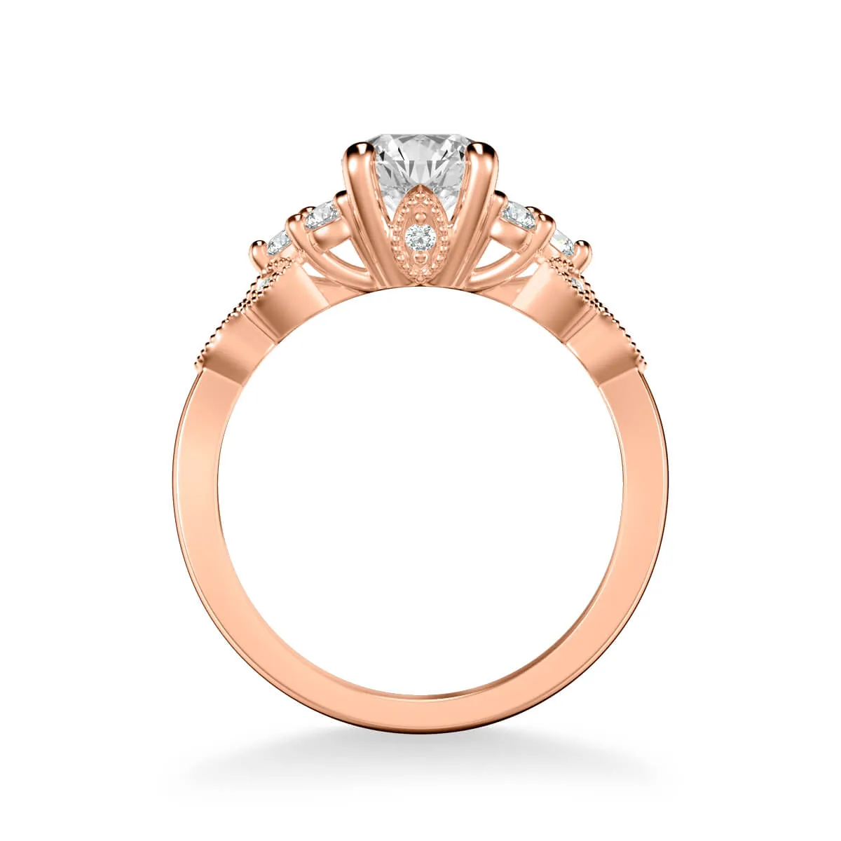 Artcarved "Adeline" Diamond Engagement Ring Featuring Leaf Carved Detailing