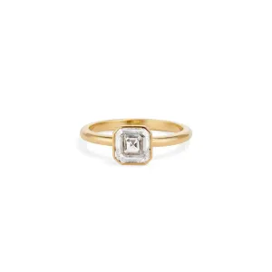 Asscher Moissanite Engagement Ring Yellow Gold Vintage Unique Engagement Ring For Women Asscher Diamond Wedding Anniversary Gift