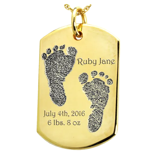 Baby 2 Footprints on Dog Tag Flat Charm