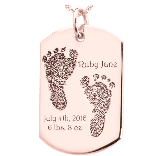 Baby 2 Footprints on Dog Tag Flat Charm