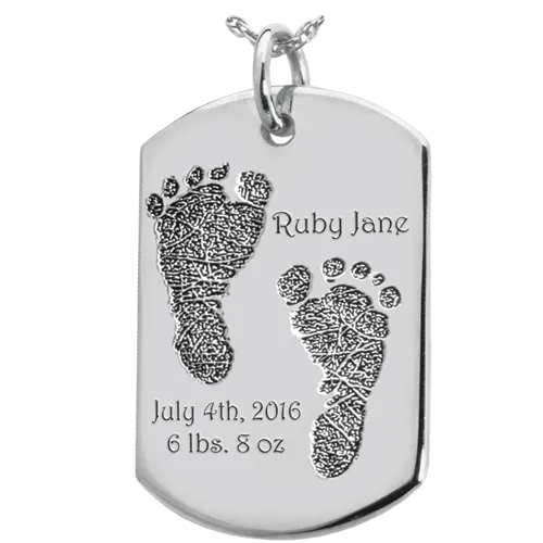 Baby 2 Footprints on Dog Tag Flat Charm