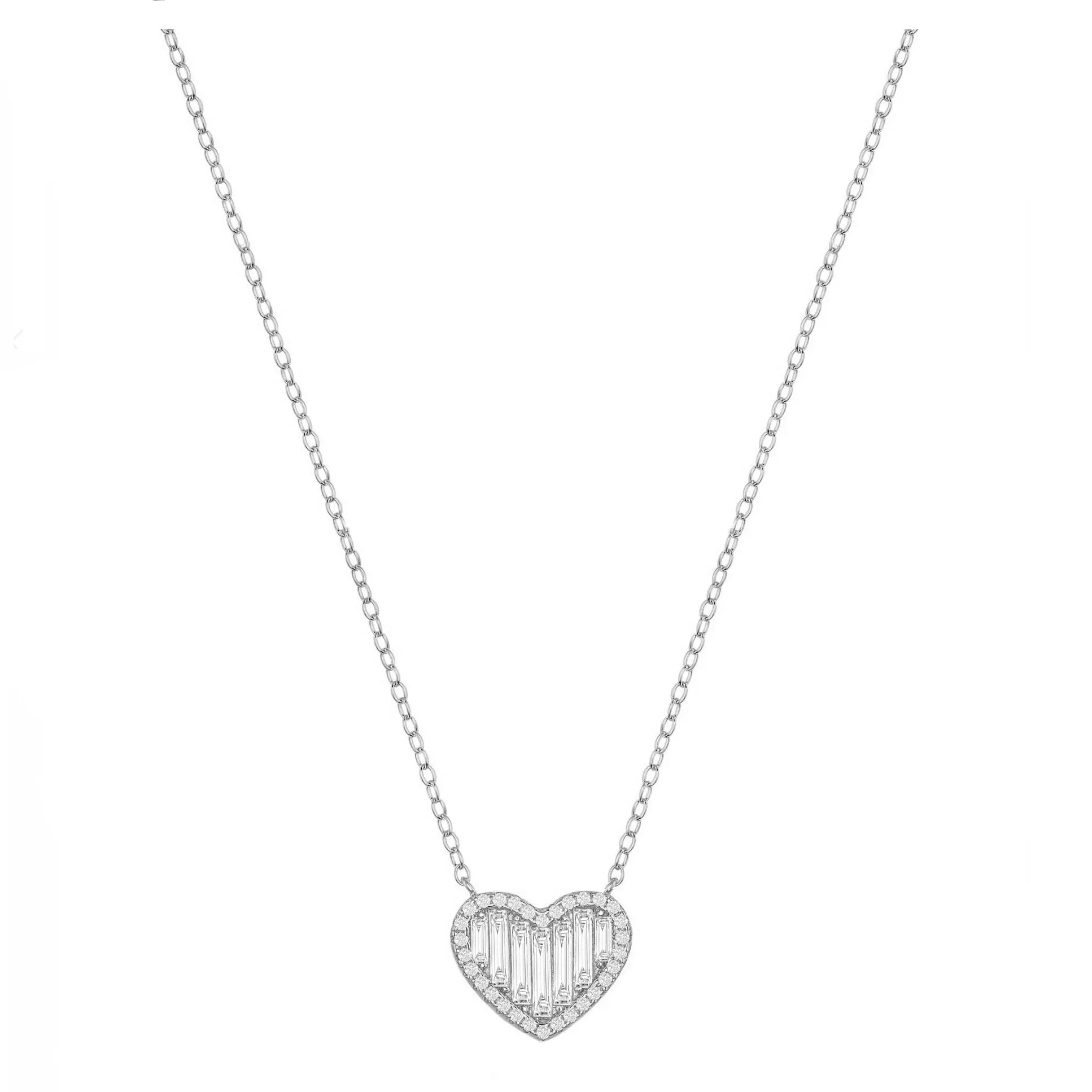 Baguette Heart Sparkle Necklace