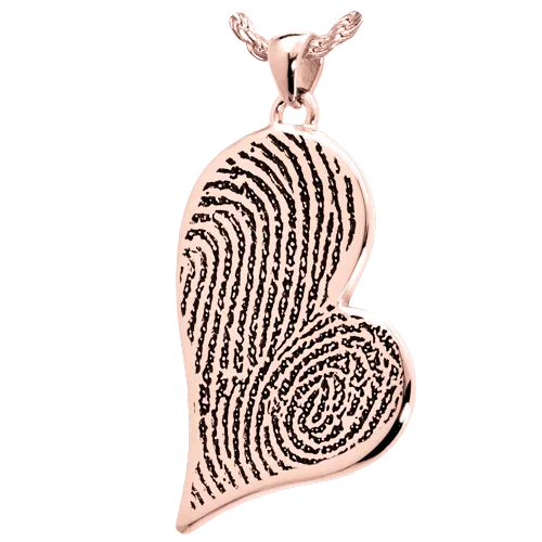 B&B Teardrop Heart Double-Print Fingerprint Pendant
