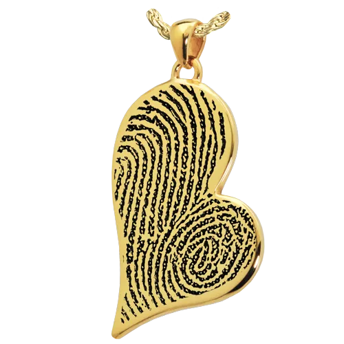 B&B Teardrop Heart Double-Print Fingerprint Pendant