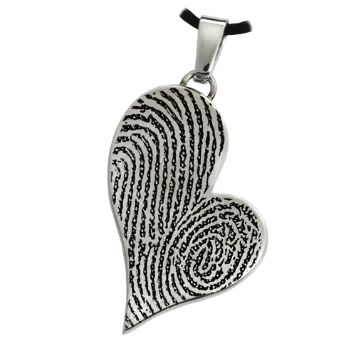 B&B Teardrop Heart Double-Print Fingerprint Pendant