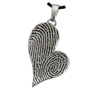 B&B Teardrop Heart Double-Print Fingerprint Pendant