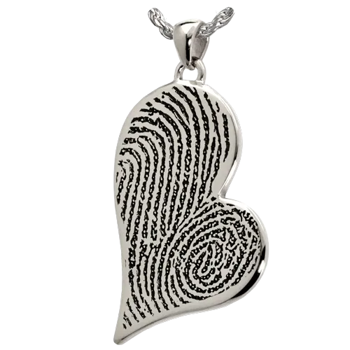 B&B Teardrop Heart Double-Print Fingerprint Pendant