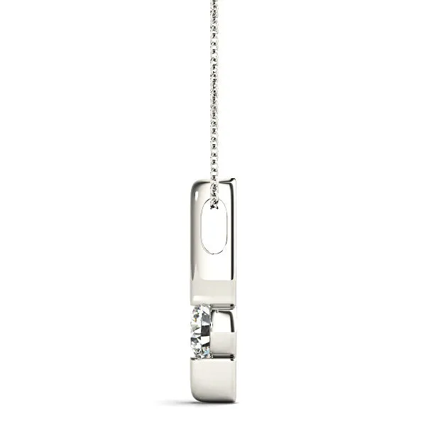 Bar Set Round Diamond Solitaire Necklace Pendant