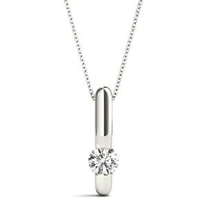 Bar Set Round Diamond Solitaire Necklace Pendant