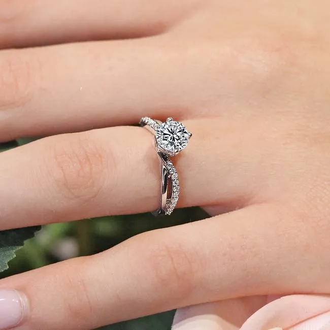 Barkev's Bypass Twist Prong Set Diamond Engagement Ring