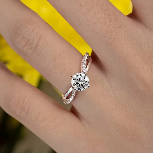 Barkev's Bypass Twist Prong Set Diamond Engagement Ring