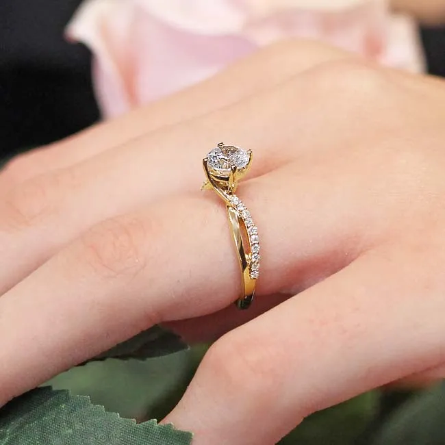 Barkev's Bypass Twist Prong Set Diamond Engagement Ring