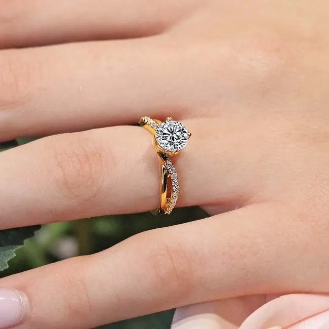 Barkev's Bypass Twist Prong Set Diamond Engagement Ring