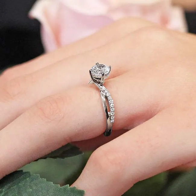 Barkev's Bypass Twist Prong Set Diamond Engagement Ring