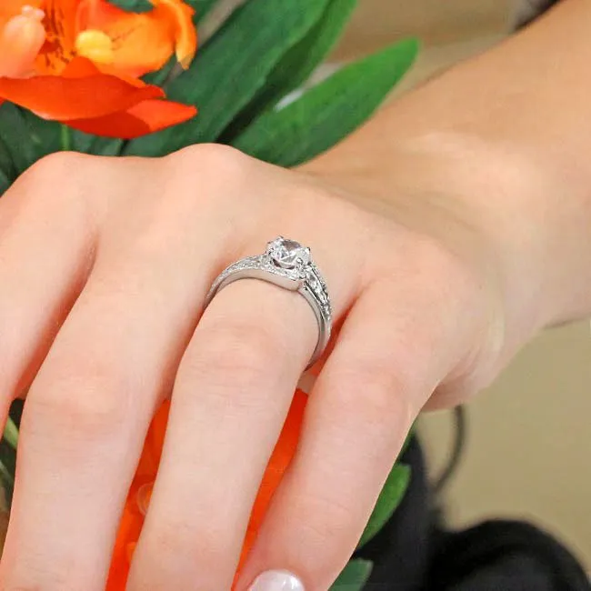 Barkev's Halo Swirl Prong Set Diamond Engagement Ring