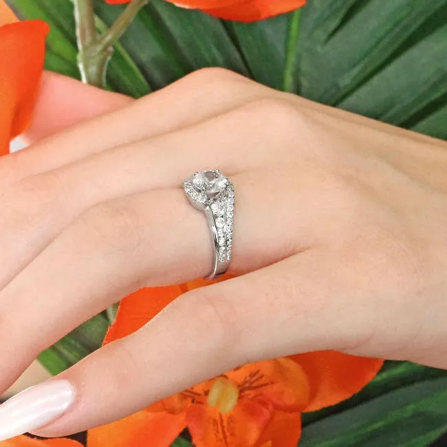 Barkev's Halo Swirl Prong Set Diamond Engagement Ring