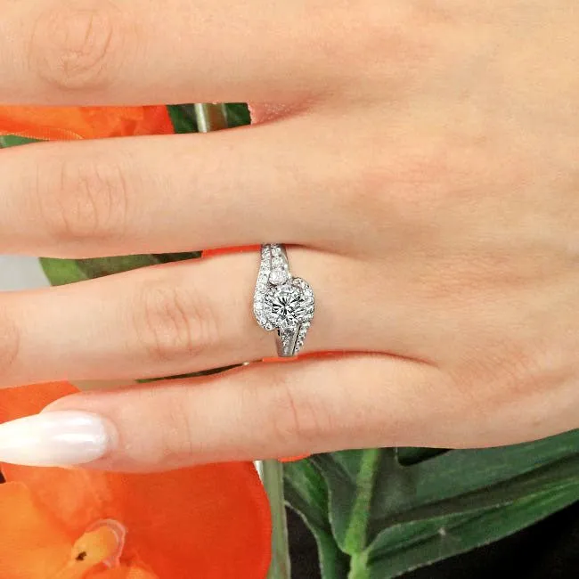Barkev's Halo Swirl Prong Set Diamond Engagement Ring