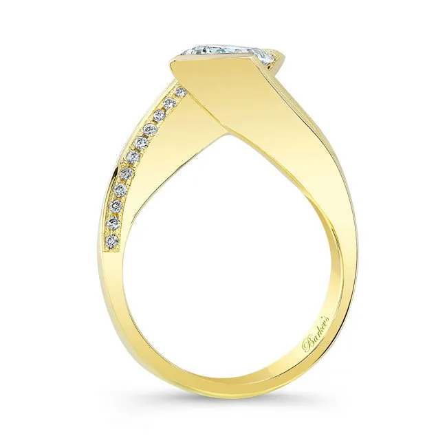 Barkev's Split Cathedral Shank Princess Cut Diamond Engagement Ring