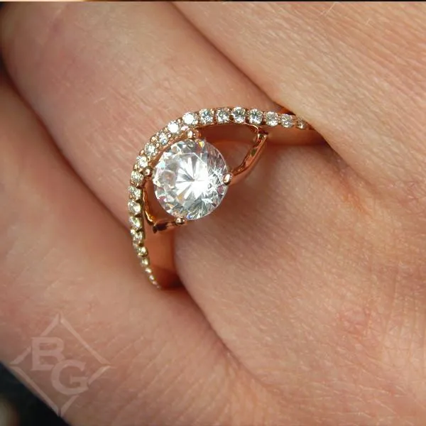 Barkev's Split Shank Bypass Twist Diamond Engagement Ring